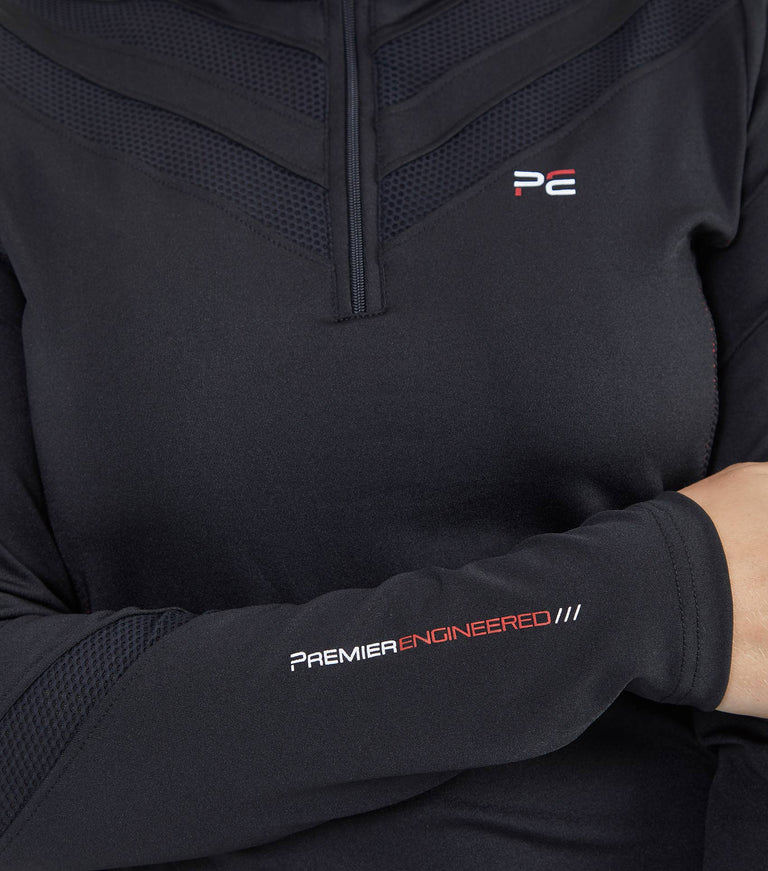 Premier Equine UK Arclos Ladies technical Long Sleeve Riding Top Black UK16