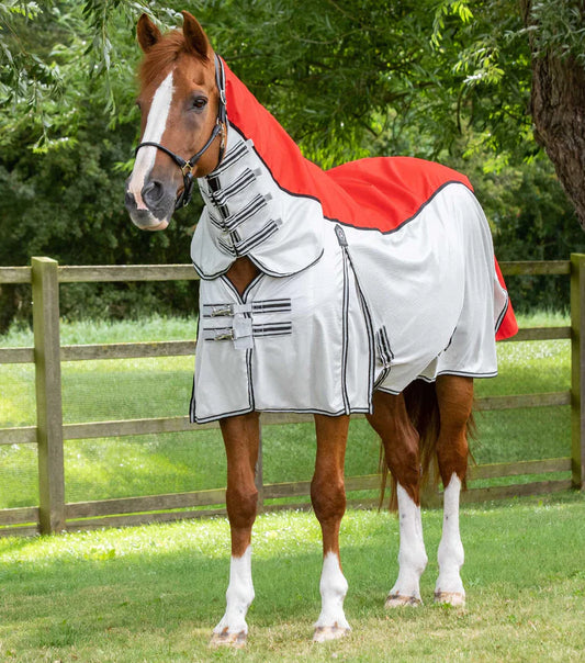 Premier Equine UK ShowerTex Fly Rug with Surcingles Red 6’9”/81”