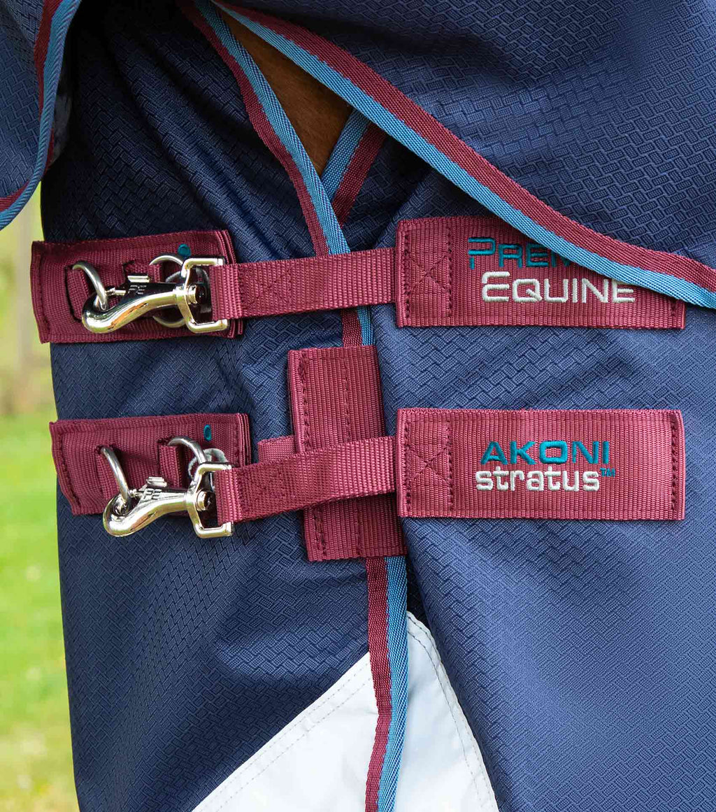 Premier Equine UK Akoni 0g Turnout Rug with Classic Neck Cover - Navy (75”/78”)