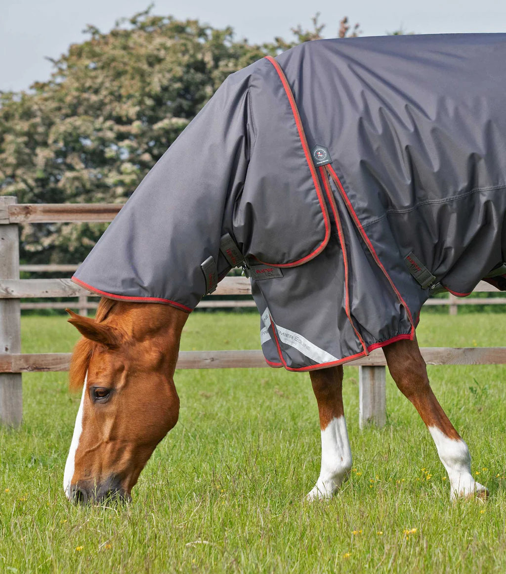 Premier Equine UK Buster 150g Turnout Rug with Classic Neck Cover - Grey 6’6”/78”