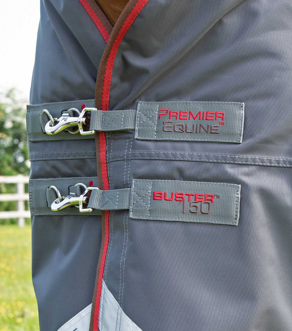 Premier Equine UK Buster 150g Turnout Rug with Classic Neck Cover - Grey 6’6”/78”