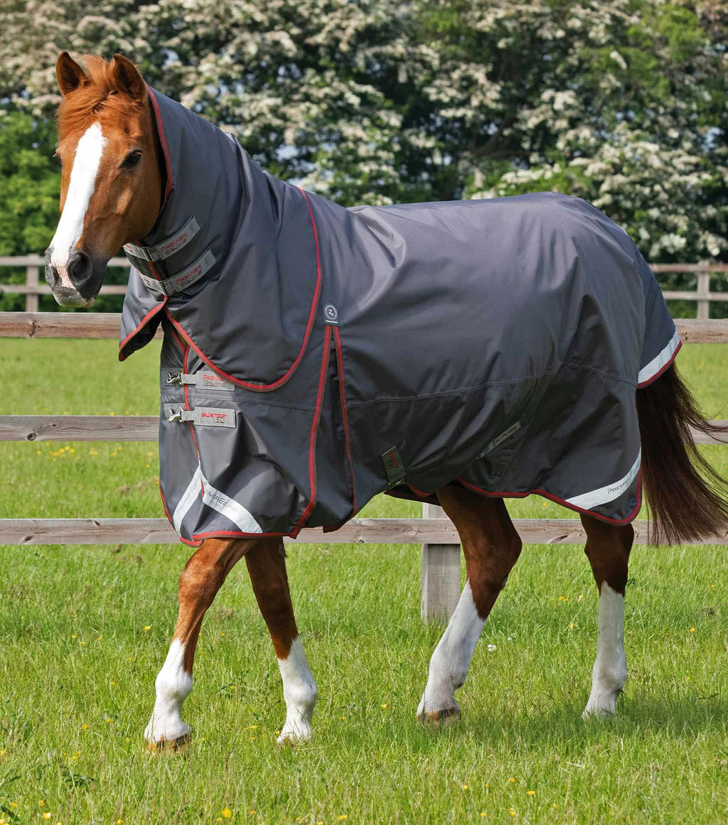 Premier Equine UK Buster 150g Turnout Rug with Classic Neck Cover - Grey 6’6”/78”
