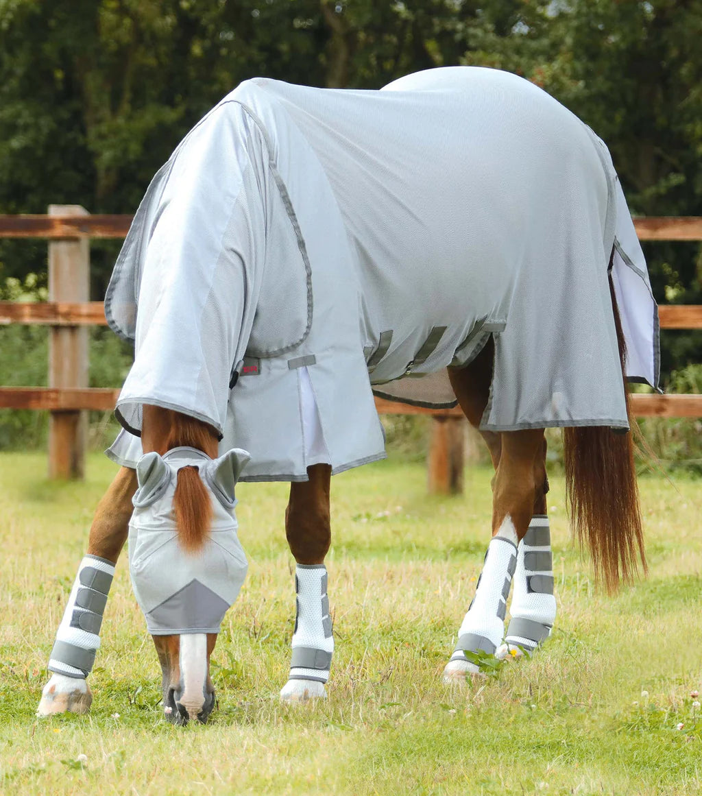 Premier Equine UK Bug Buster Fly Rug with Belly Flap -  Silver (63” or 78” or 81”)