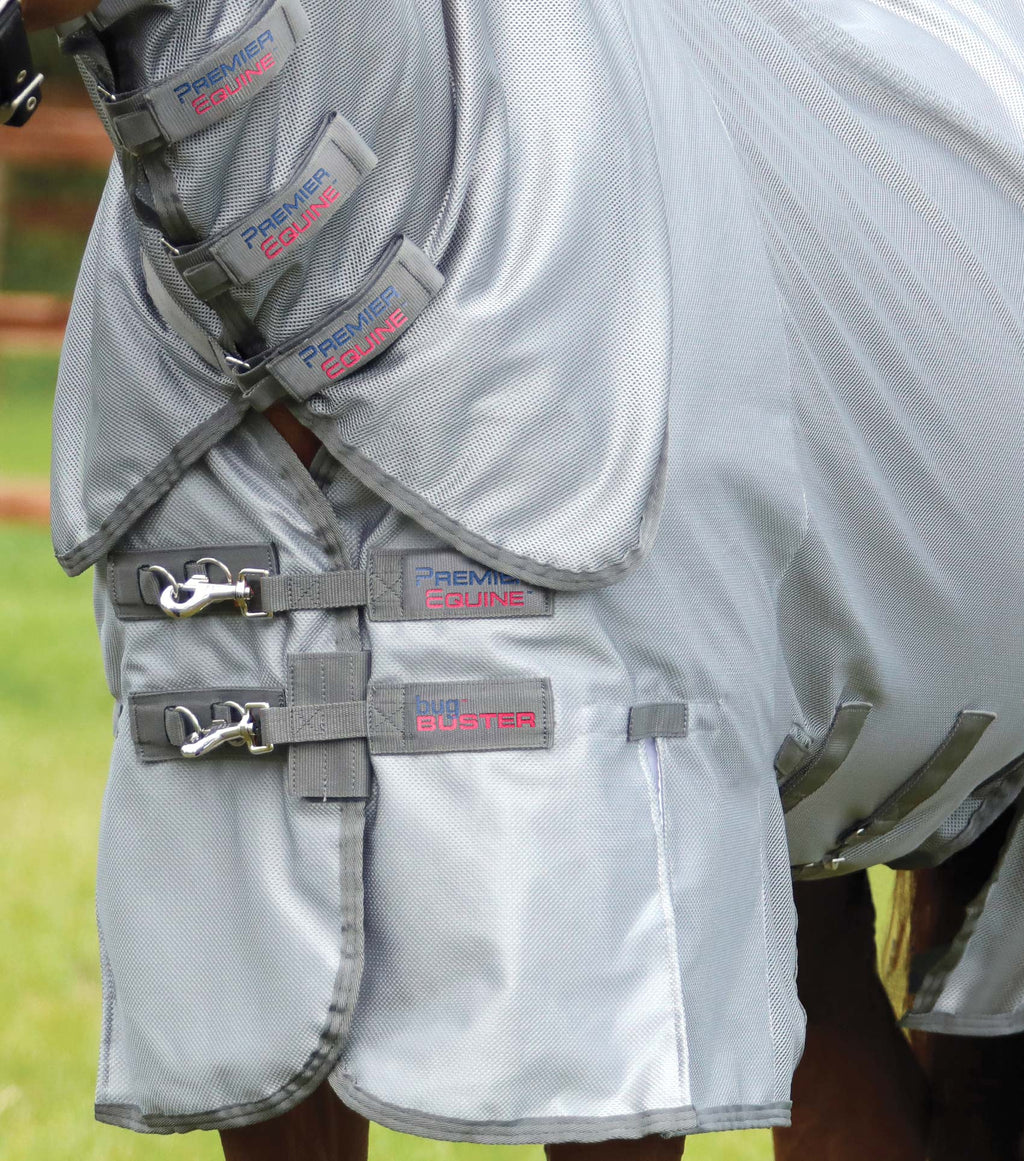 Premier Equine UK Bug Buster Fly Rug with Belly Flap -  Silver (63” or 78” or 81”)