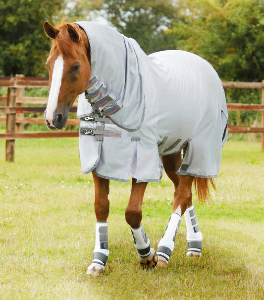 Premier Equine UK Bug Buster Fly Rug with Belly Flap -  Silver (63” or 78” or 81”)