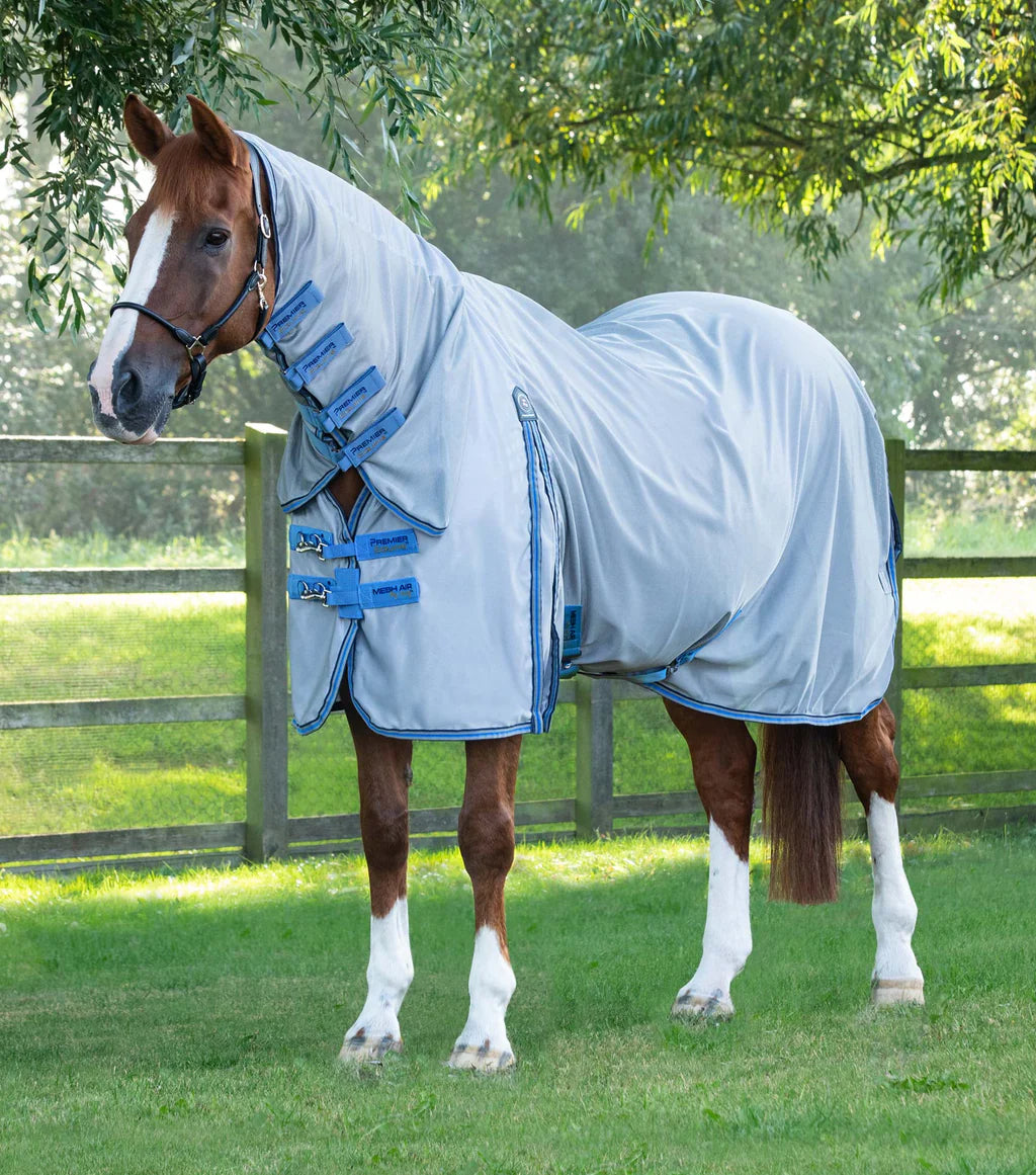 Premier Equine UK Combo Mesh Air Fly Rug with Surcingles - Blue (78” or 81”)