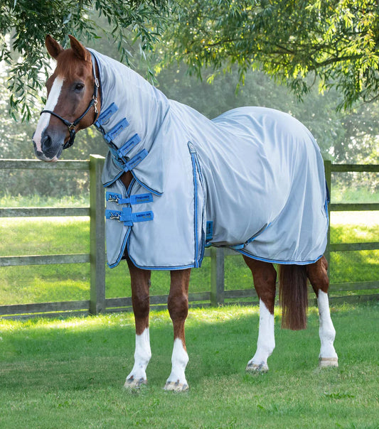 Premier Equine UK Combo Mesh Air Fly Rug with Surcingles - Blue (78” or 81”)