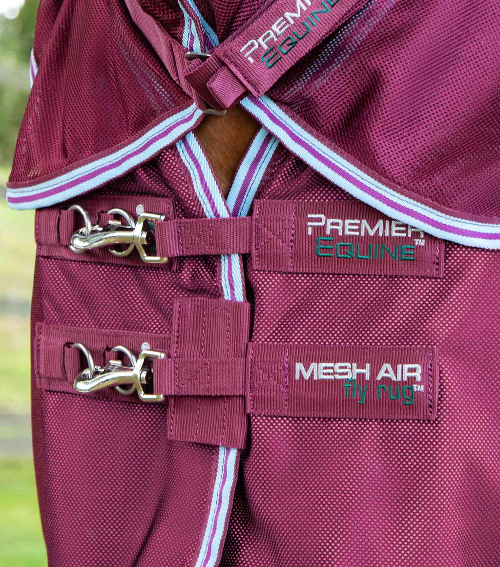 Premier Equine UK Combo Mesh Air Fly Rug with Surcingles - Wine 6’3”/75”