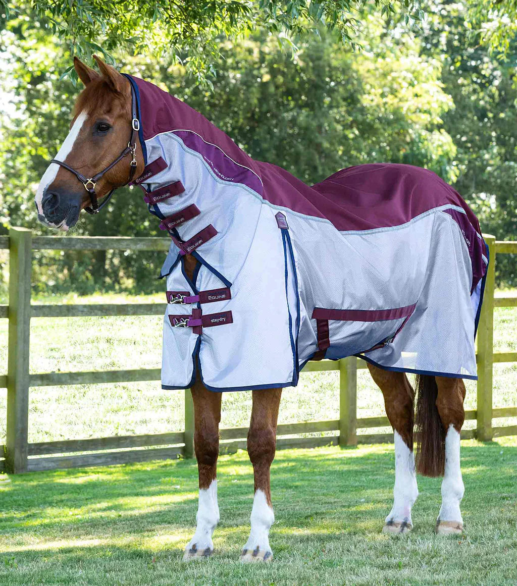 Premier Equine UK Buster Stay-Dry Super Lite Fly Rug with Surcingles - Wine (75” or 78”)