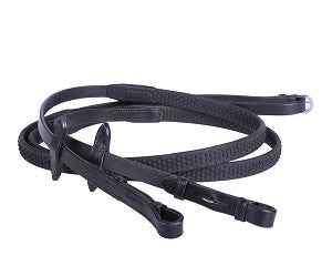 QHP Soft Rubber Reins - Black - Full