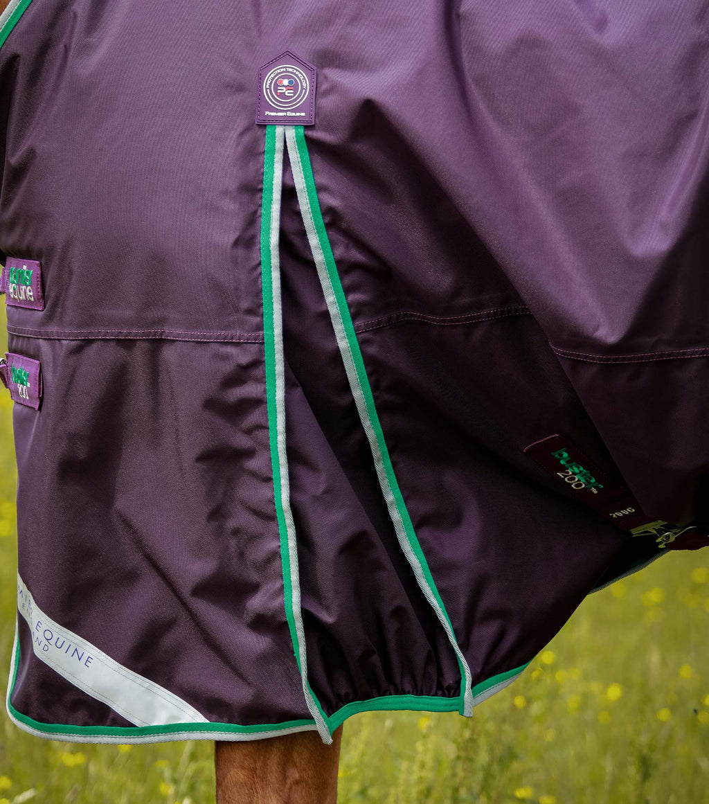 Premier Equine UK Buster 200g Turnout Rug with Snug-Fit Neck Cover - Purple (72” or 75” or 78” or 81”)