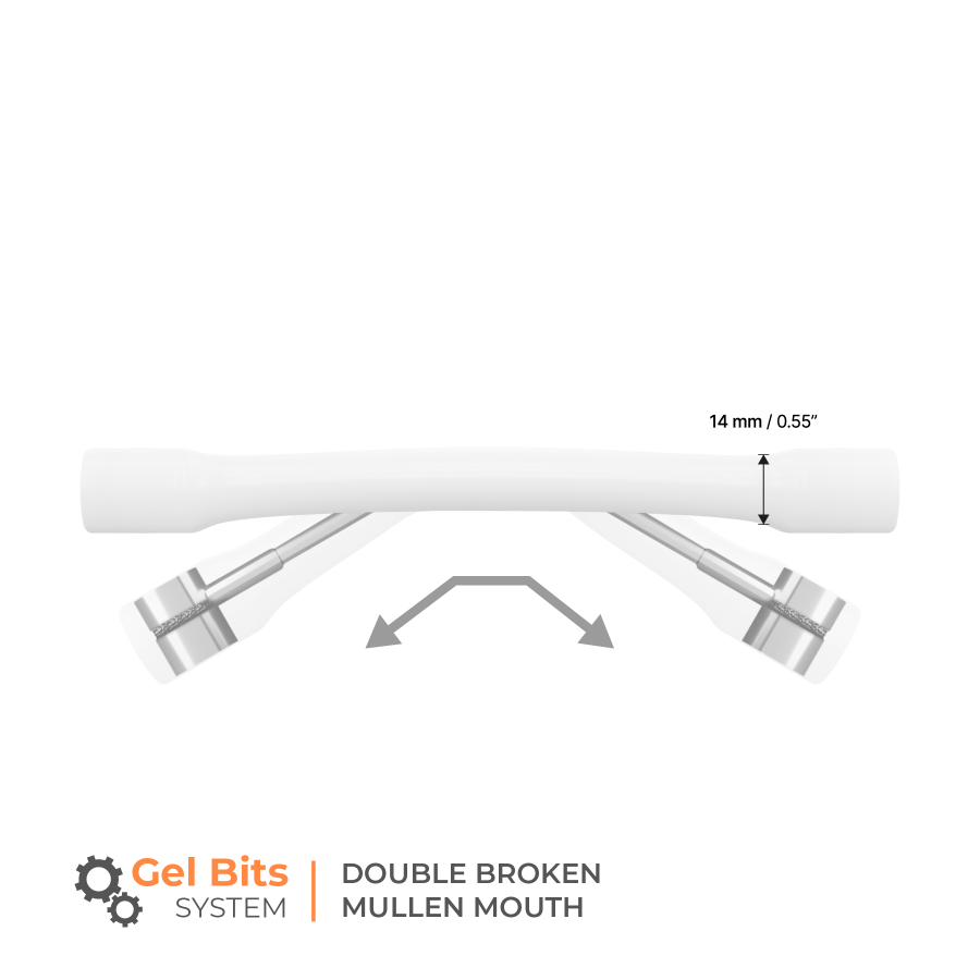 Winderen bit D-ring - Double Broken Mullen Mouth 135 mm (5.25") - White Edition - Slim