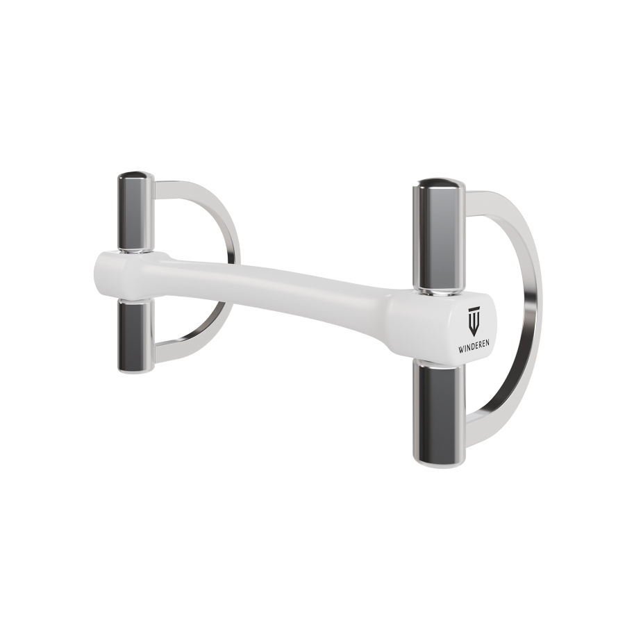 Winderen bit D-ring - Double Broken Mullen Mouth 135 mm (5.25") - White Edition - Slim