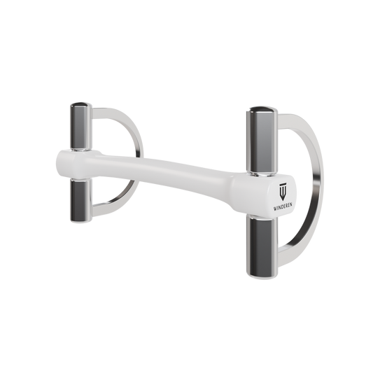 Winderen bit D-ring - Double Broken Mullen Mouth 135 mm (5.25") - White Edition - Slim