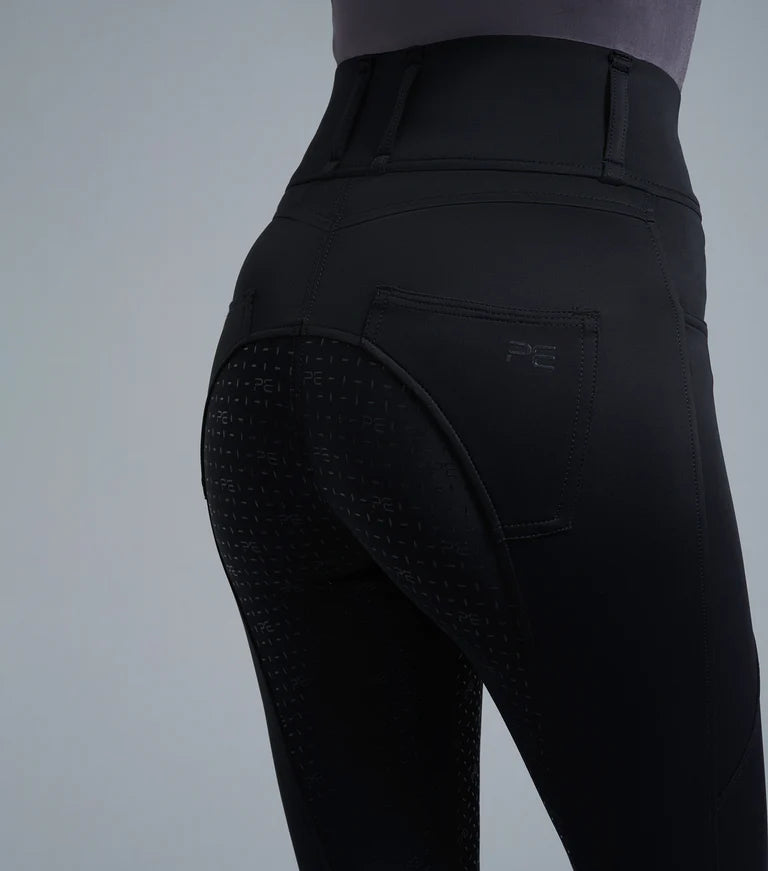 Premier Equine UK Ventus Ladies Full Seat Gel Riding Tights - Black 32”