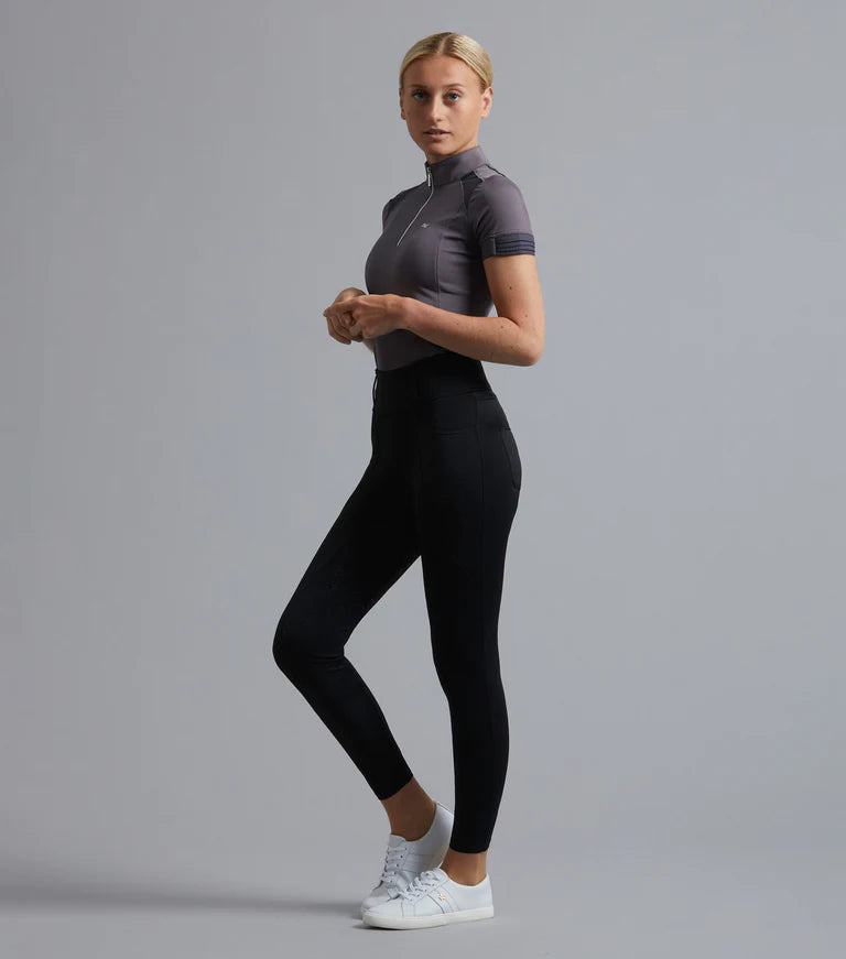 Premier Equine UK Ventus Ladies Full Seat Gel Riding Tights - Black 32”