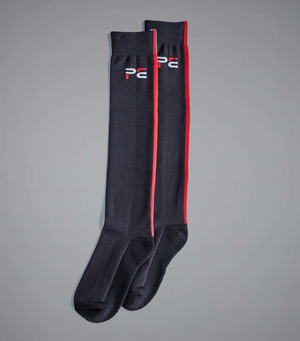 Premier Equine UK Sports Highlight Riding Socks (1 Pair) - Black Large (Euro 43-46)
