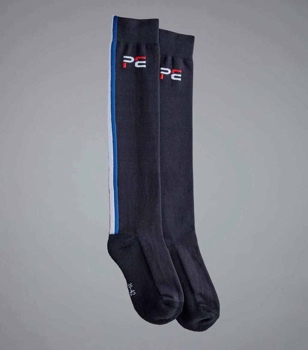 Premier Equine UK Sports Highlight Riding Socks (1 Pair) - Black Large (Euro 43-46)