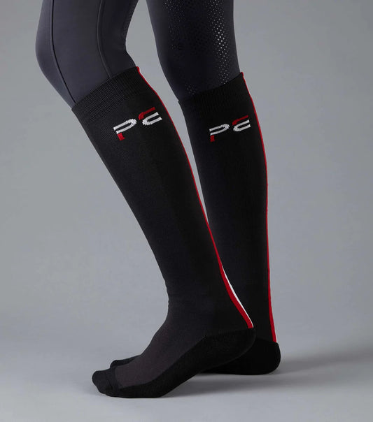 Premier Equine UK Sports Highlight Riding Socks (1 Pair) - Black Large (Euro 43-46)