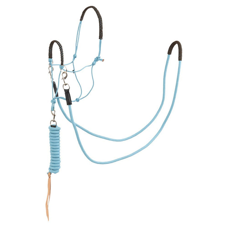 New - BR Rope Halter Set (with lead and reins) - Aquamarine - Full