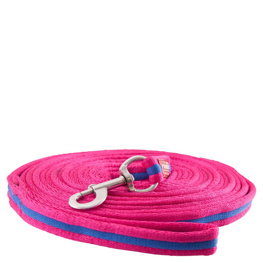 New - BR Premiere Lunge Line With Snap Hook -  Raspberry/Blue - 8mtr