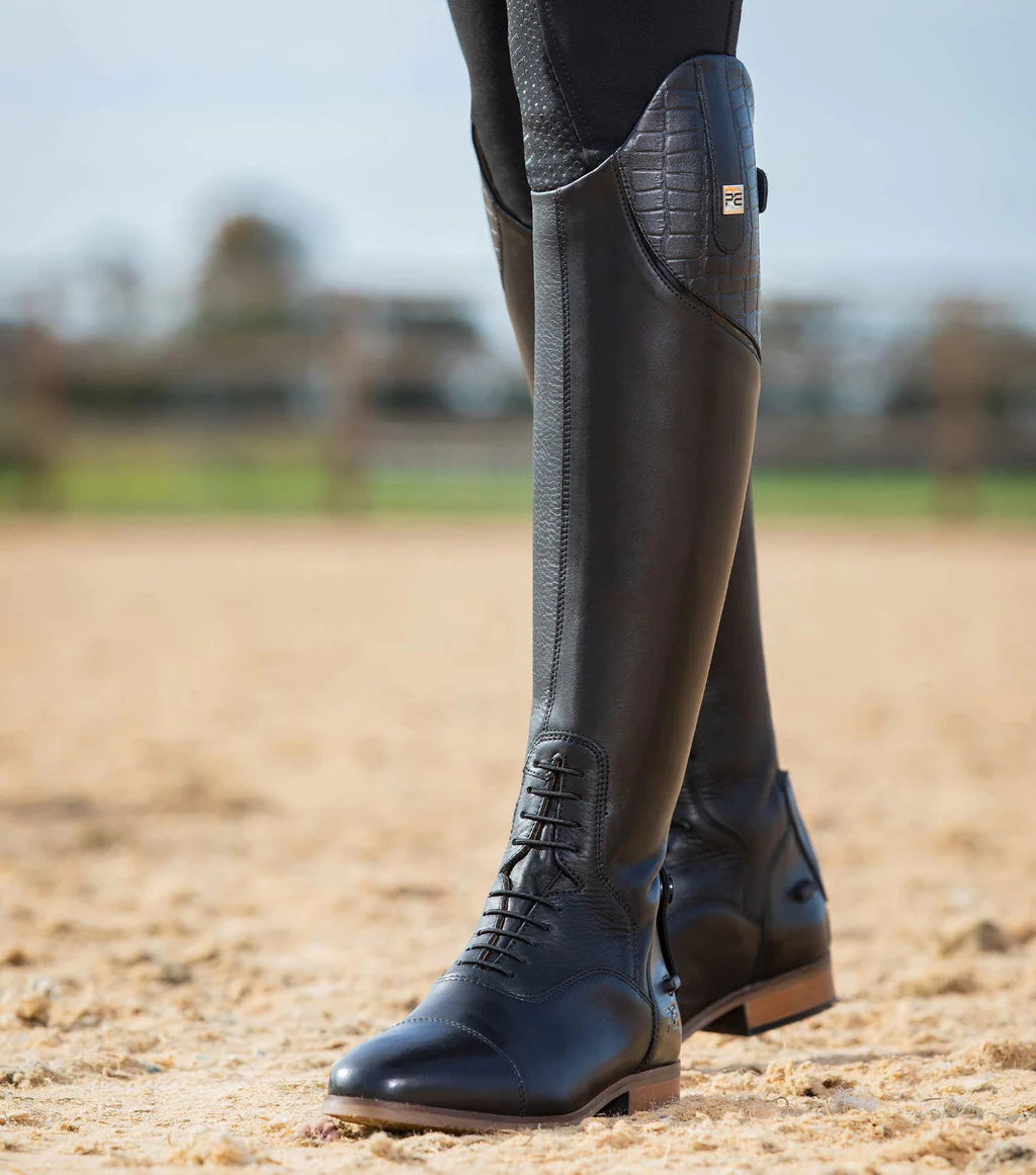 Premier Equine UK Passaggio Ladies Leather Field Tall Riding Boot - Black UK6/Euro 39 Wide Calf
