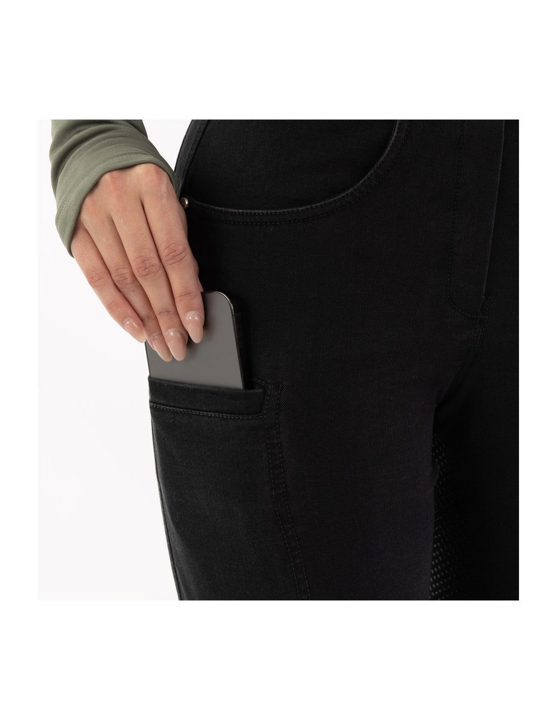 BR Ladies Riding  Tights -  Florence - Silicone Seat -Black Denim - Euro 46/US34