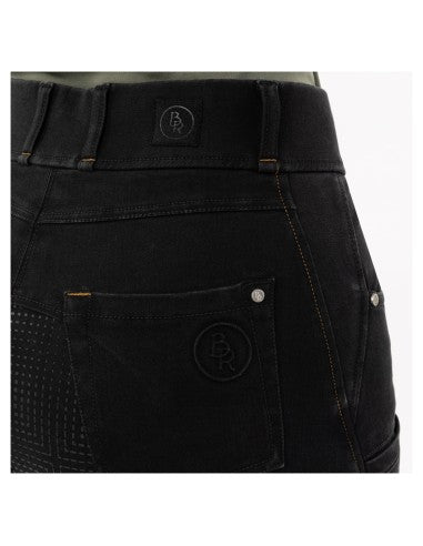 BR Ladies Riding  Tights -  Florence - Silicone Seat -Black Denim - Euro 46/US34