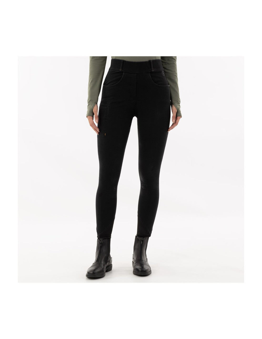BR Ladies Riding  Tights -  Florence - Silicone Seat -Black Denim - Euro 46/US34
