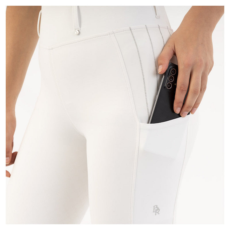 BR Ladies Riding Tights With Silicone Seat - Kelly - Lucent White  **Limited Edition**