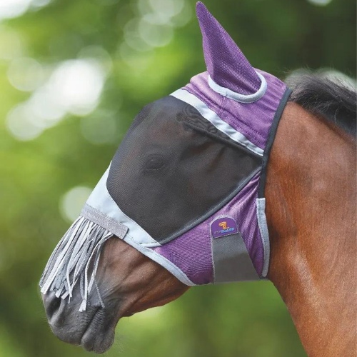 Shires Deluxe Fly Mask with Nose Fringe Clearance! Cob - Purple - SALE