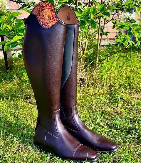Petrie Palermo Dressage Boot - Brown, Cuff - London Croco M126 40 XW (48/41)