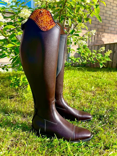Petrie Palermo Dressage Boot - Brown, Cuff - London Croco M126 40 XW (48/41)