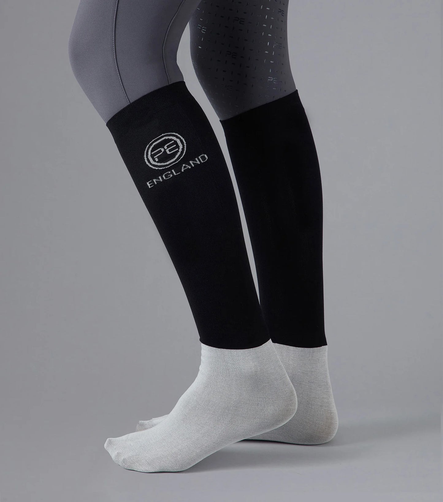 Premier Equine UK Adults Summer Thin Riding Socks (2 Pairs) Black & Grey (one size fits all)