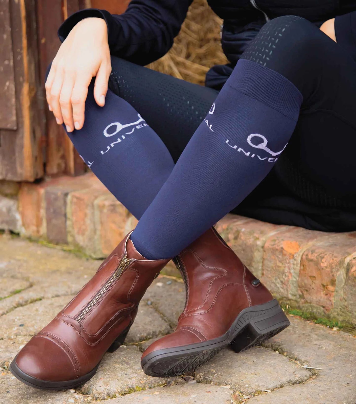 Premier Equine UK Adults Thin Stretch Riding Socks (2 Pairs) Navy (one size fits all)