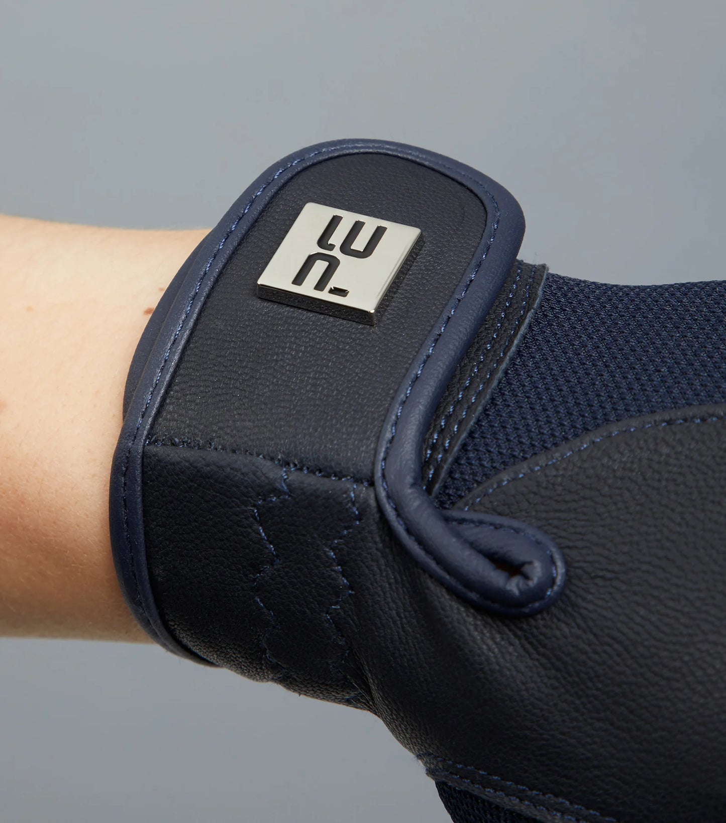 Premier Equine UK Bordoni Leather Mesh Riding Gloves - Navy Large (8)