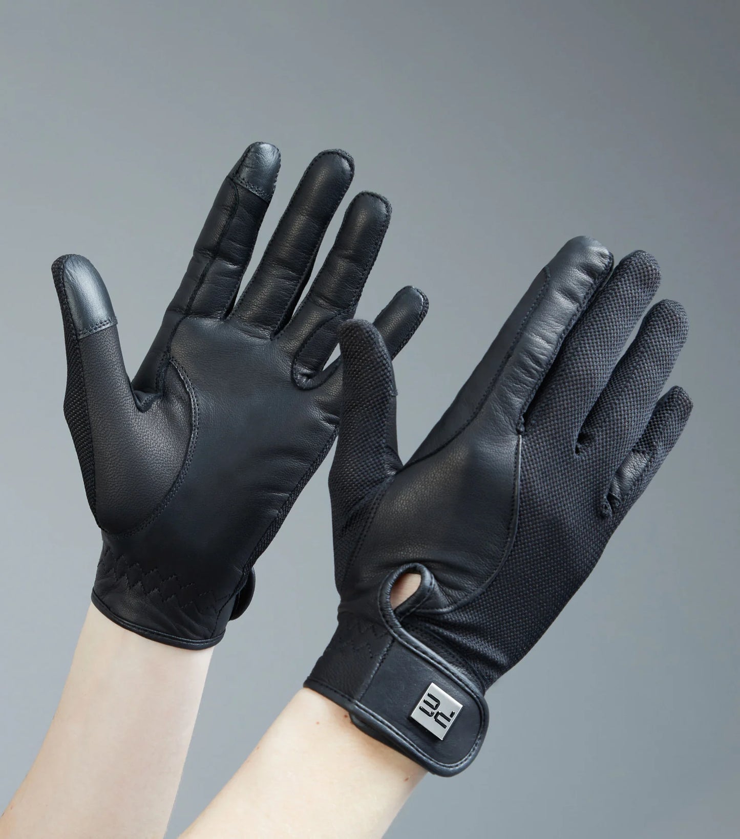 Premier Equine UK Bordoni Leather Mesh Riding Gloves - Black/Medium(7.5)