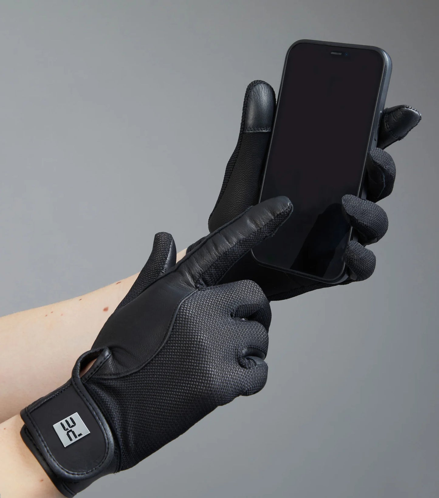 Premier Equine UK Bordoni Leather Mesh Riding Gloves - Black/Medium(7.5)