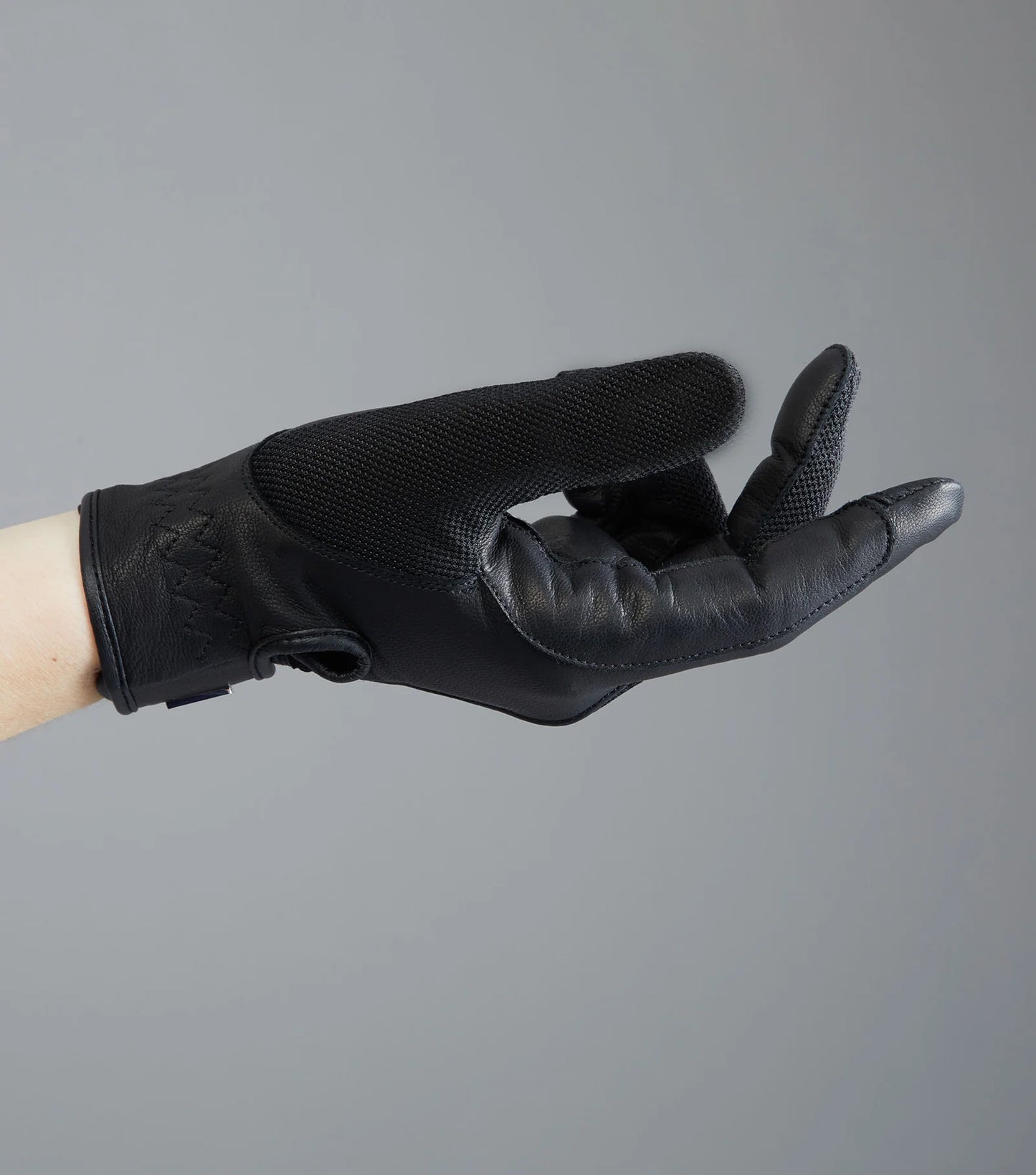 Premier Equine UK Bordoni Leather Mesh Riding Gloves - Black/Medium(7.5)
