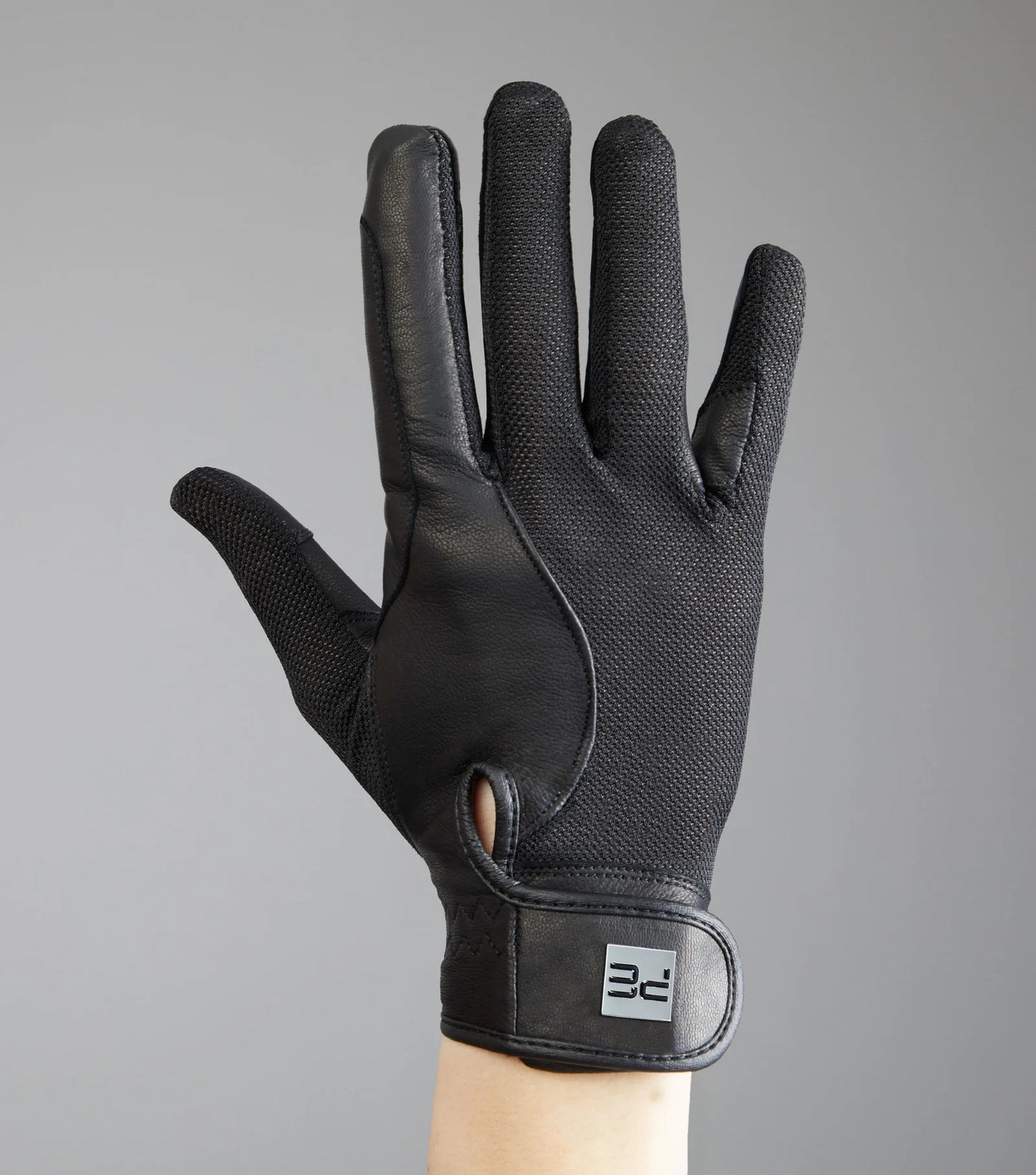Premier Equine UK Bordoni Leather Mesh Riding Gloves - Black/Medium(7.5)