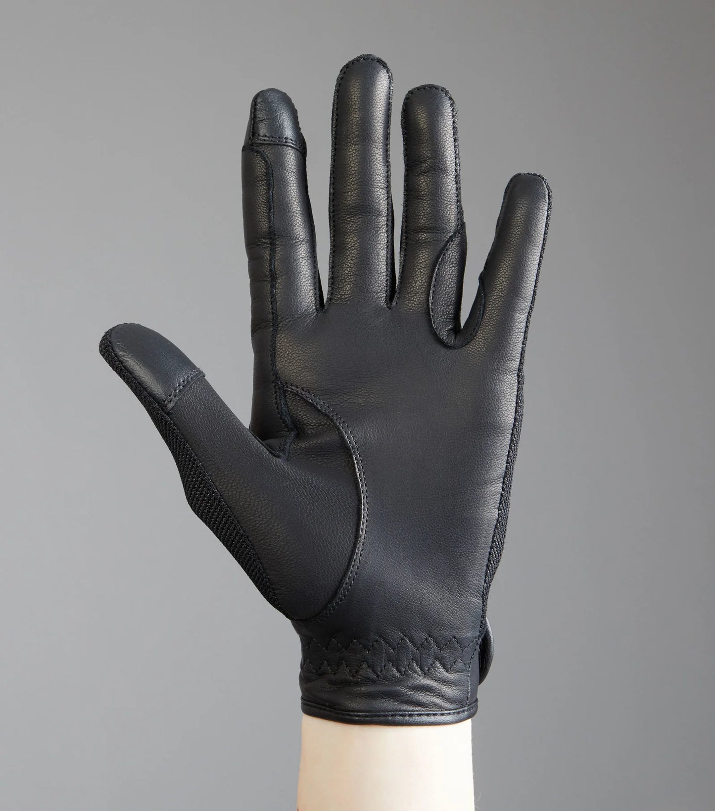 Premier Equine UK Bordoni Leather Mesh Riding Gloves - Black/Medium(7.5)