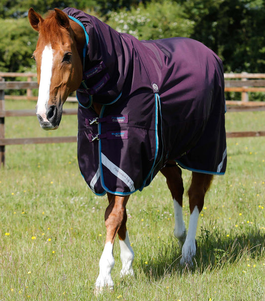 Premier Equine UK Buster Storm 100g Combo Turnout Rug with Snug-Fit Neck - Purple 6'9"/81"