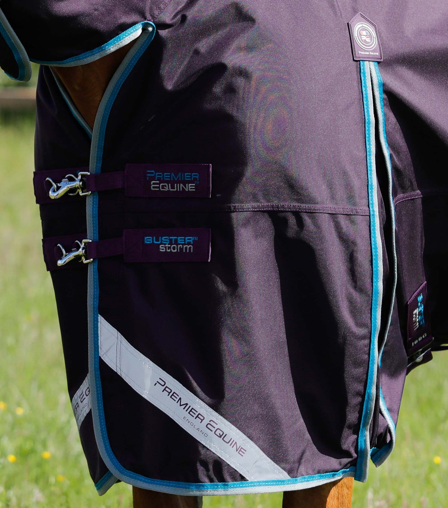 Premier Equine UK Buster Storm 100g Combo Turnout Rug with Snug-Fit Neck - Purple 6'9"/81"