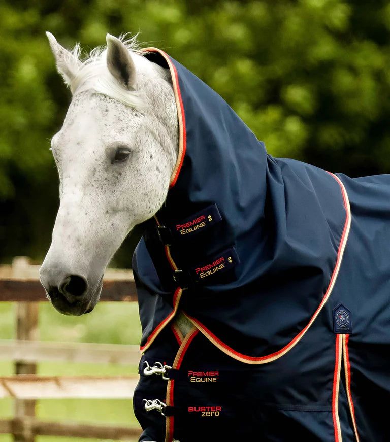 Premier Equine UK Buster 0g Turnout Rug with Classic Neck Cover - Navy (72”; 78” or 84”)