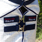 Premier Equine UK Cotone Stable Sheet with Neck Cover White/Navy Check - 6’3”/75”