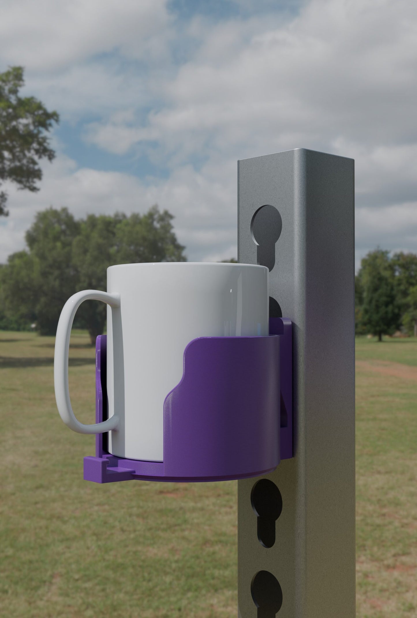 Purple Horse Cup Holder - Keyhole Style - Blue