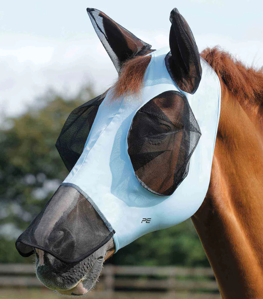 Premier Equine UK Comfort Tech Lycra Fly Mask Xtra (Blue) Large