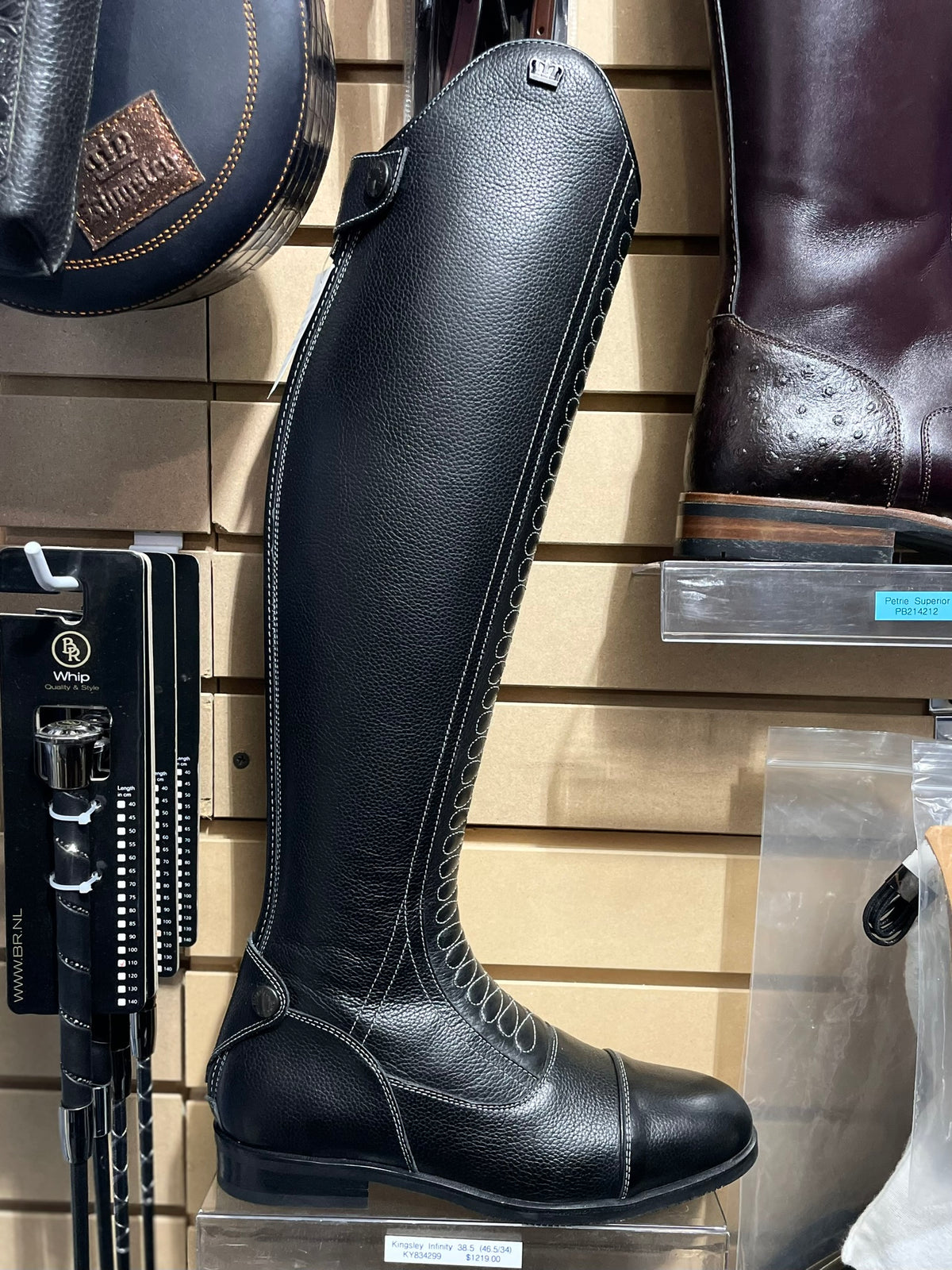 Kingsley Infinity Riding Boots - Paxson Black/ Stone Stitching - Size 38.5 MA/S
