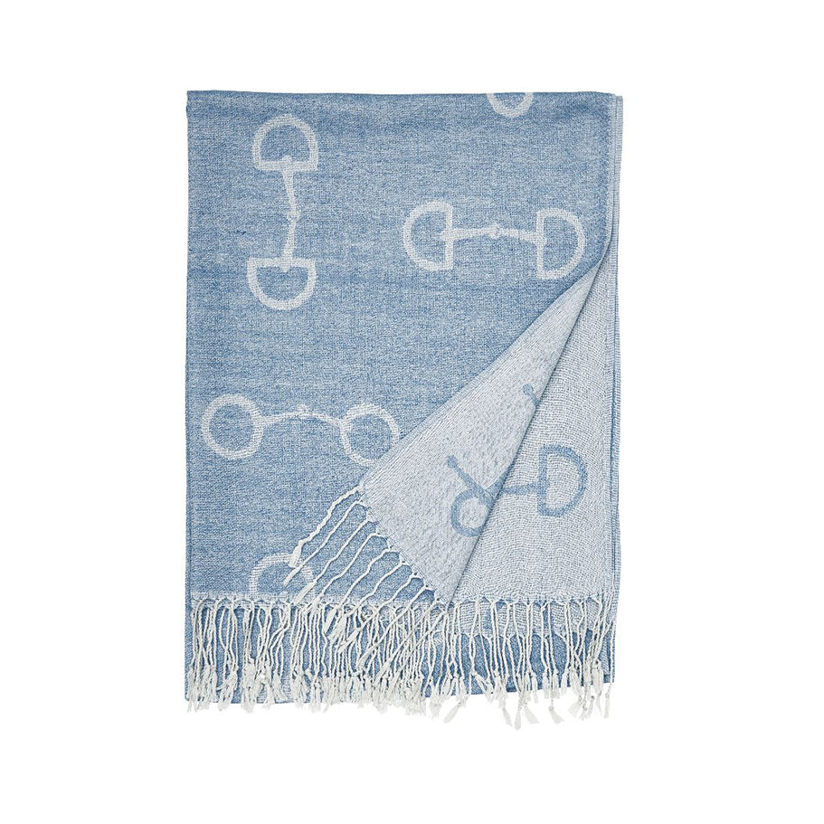 *AWST “Lila” Snaffle Bit Pashmina Scarf, 28 x 72″ - Blue - *CLEARANCE REG $45.00