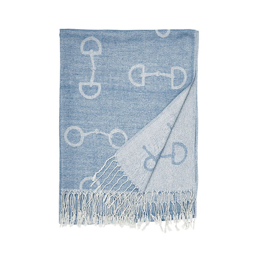 *AWST “Lila” Snaffle Bit Pashmina Scarf, 28 x 72″ - Blue - *CLEARANCE REG $45.00